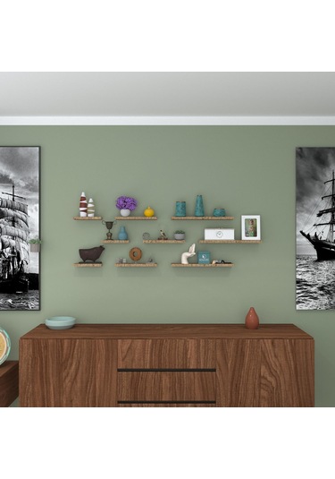 Kenzlife Duvar Rafı Ben Dokuz Cvz 9 Adet Farklı Ebatlarda Duvar Rafı