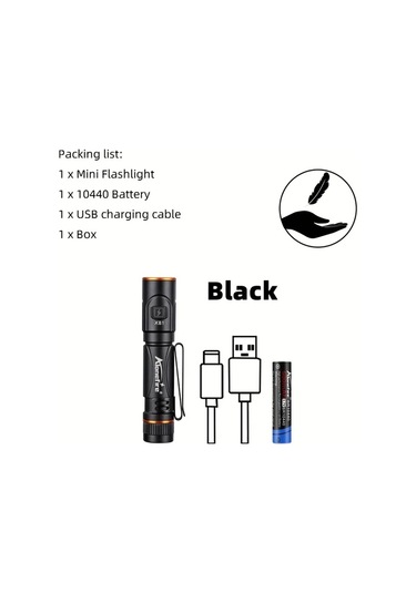 Brightnova Alonefire Mini Yüksek Parlaklık Usb Şarjlı Fener Black X81 5 Seviyeli Ayarlanabilir Işık Tip C Şarj Kampçılık Yürüyüş Acil Durum Altın