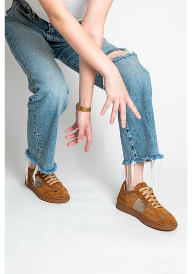 Bestello Bağcıklı Kauçuk Taban Sneaker 101-gumk-01 Kadın Ayakkabı Taba Suet