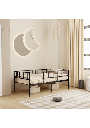 Zenit Metal Karyola Siyah, Korkuluklu Karyola, Daybed, Ölçü Seçe