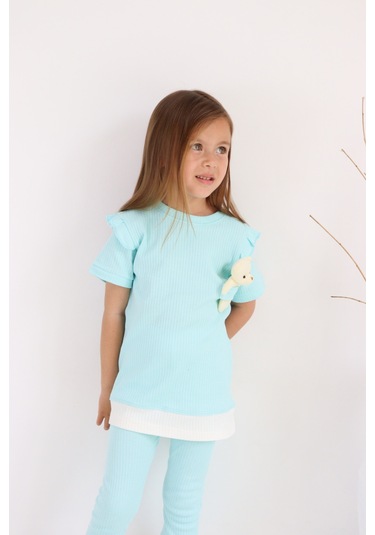 Kız Çocuk Ayıcık Oyuncaklı Kaprili Yazlık Basic Takım 2-5 Yaş 001