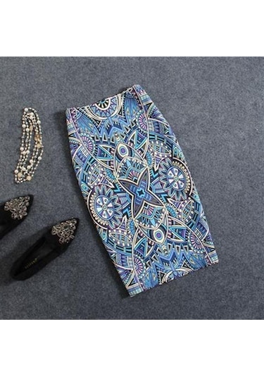 Kırmızı Yaz Karikatür Baskı Zarif Kalem Etek Kadın Bodycon Yüksek Bel Diz Boyu Etek Kadın M Kırmızı