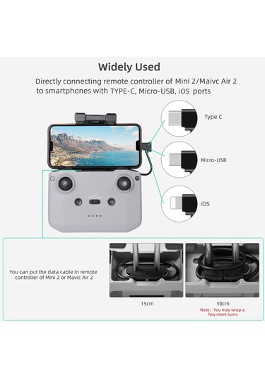 Gajeena Type-c'den 'a 30cm Veri Kablosu - Djı Mini 2/air 2/pocket 2/osmo Pocket/fpv Gözlüğü Uyumlu