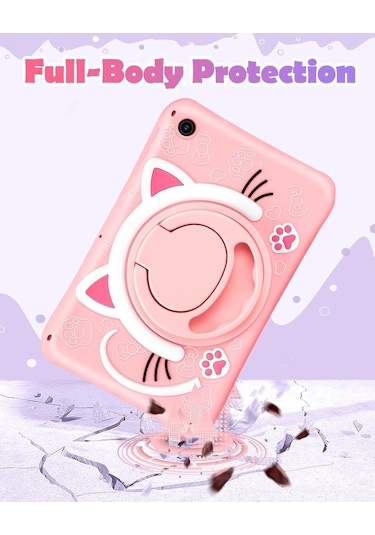 Yunboo Samsung Galaxy Uyumlu Tab A9 Plus 11" İçin Pembe Silikon Kılıf: Döner Tutucu Ve Askı İp'i İle Esnek Koruma