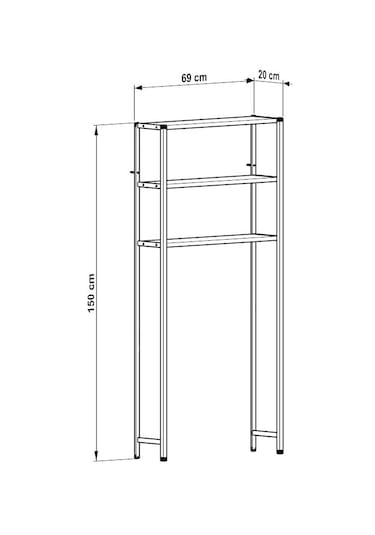 Dekoratif Makine Üstü Düzenleyici Üçlü Raf Ceviz