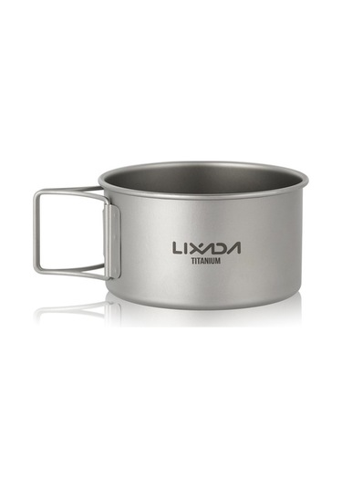 Pazly Lixada Titanyum Kase, Katlanabilir Kulplu, Kamp & Dağ Yürüyüşü Yemek Kabı Metalik METALİK