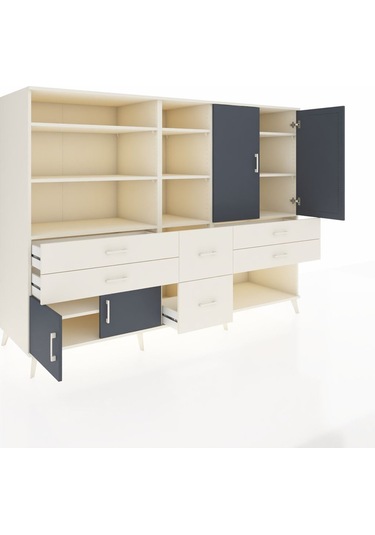 Kronos Dolap 10 Raflı 6 Çekmeceli 4 Kapaklı 220x59x163 Aytaşı-ant Aytaşı-antrasit/aytaşı