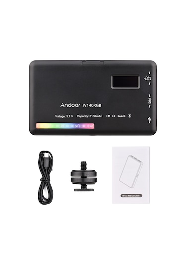 Hallow Andoer W140 RGB Led Video Işığı Siyah