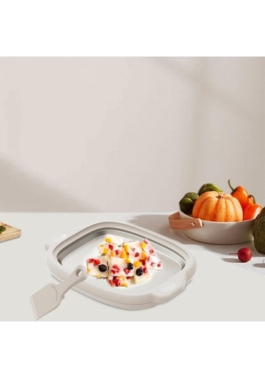 Besthome1 304 Paslanmaz Çok Amaçlı Dondurma Yoğurt Makinesi, Karıştırmalı Tencere, Sarı Renk Sarı