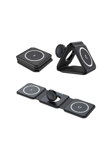 Pazly Usb-c Katlanabilir Kablosuz Şarj Cihazı, 3'ü 1 Arada Kablosuz Şarj İstasyonu, Pratik Tasarım, Hızlı Şarj, Qi Uyumluluğu