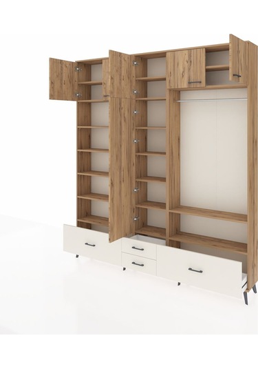 Arges Dolap 18 Raflı 4 Çekmeceli Tek Askılı 220x30x243 Çam-çam/aytaşı Atlas Çam/aytası