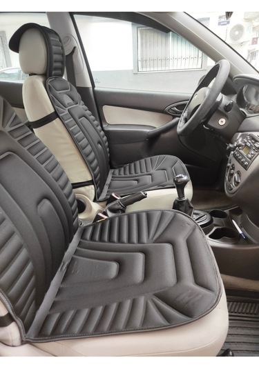 2,li Oto Koltuk Kılıfı Minder Alkantra Kumaş Siyah Renk Slikon Direksiyon Kılıfı