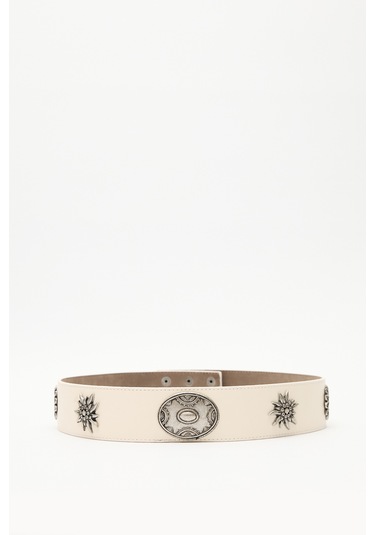 Desen Tokalı Korse Kemer Ekru Ss25kmr00006-02 Ekru