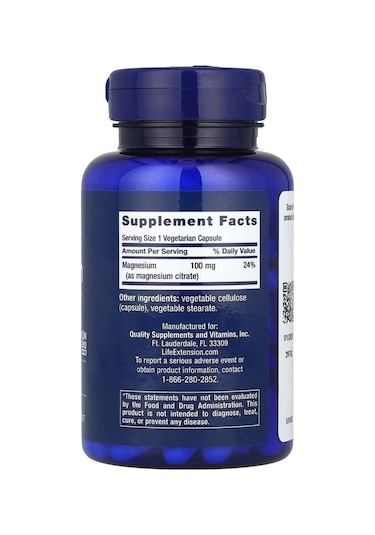 Life Extension Magnezyum Citrate 100 Mg 100 Vegetarian Kapsül