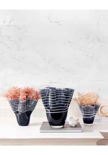 Madame Coco Honfleur El Yapımı Cam Vazo - Küçük Boy 1kvazo0314 19x19 Cm-lacivert