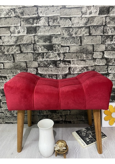 puf ahşap  ayak kırmızı ,spor modern tasarım, çima dikiş .