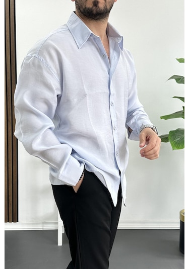 Erkek Salaş Modal Kumaş Gömlek Açık Mavi Edw267 Açik Mavi