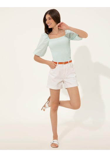 Pierre Cardin Kadın Aqua Kısa Kollu Bluz 50252152-vr007 Aqua