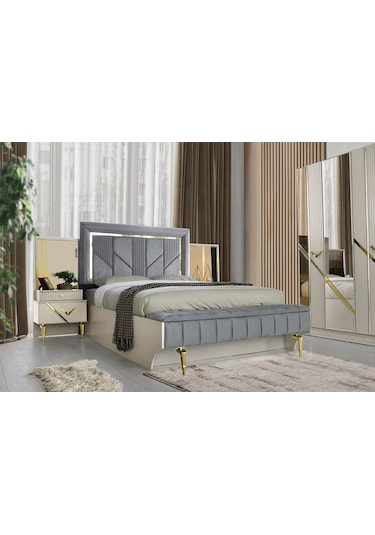 Kosova Bazalı Karyola Ve Başucu-bench'li +2 Adet Komodin 160 x 200 CM