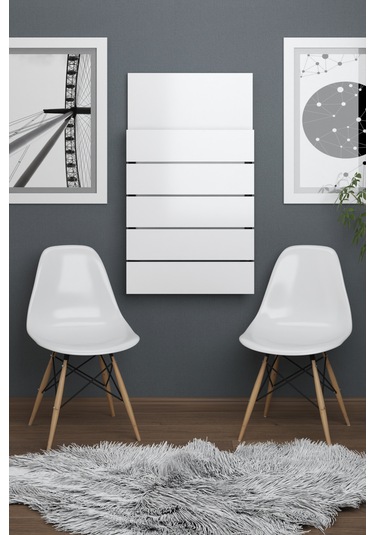 Fulya Duvara Monte Katlanabilir Pratik Yemek Masası Balkon Beyaz