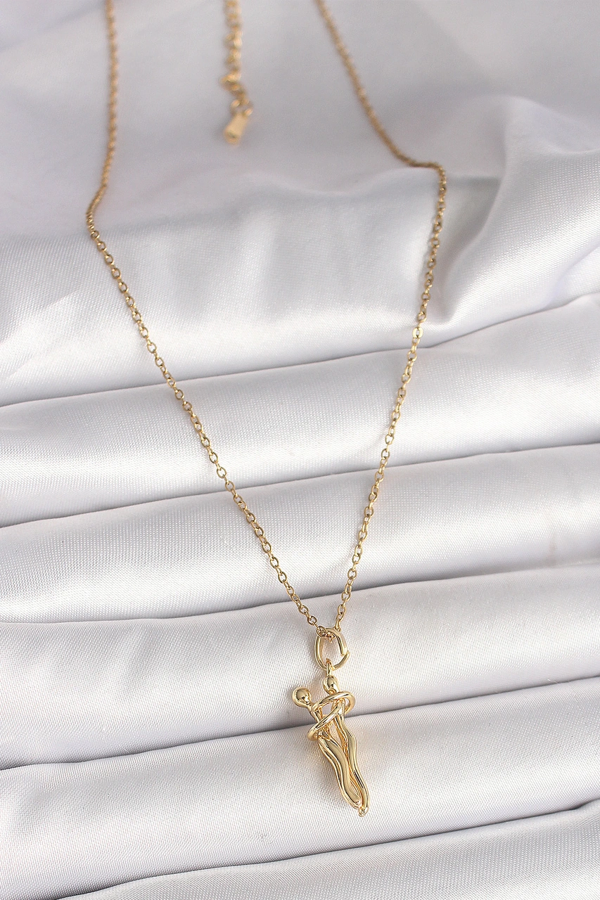 316l Çelik Gold Renk Zincir Sarılma Model Kadın Kolye Eb-bko9976 Çok Renkli