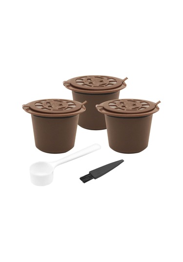 Suntek Yeniden Kullanılabilir Kahve Kapsülleri Ve Cafe Bar Style B Brown Için Kaşık Kahve Gereçleri