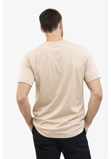 Mekaizen Erkek Basic T-shirt 4 Mevsim Premium Kumaş, Bisiklet Yaka, Rahat Kesim Bej