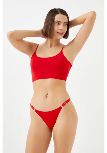 Halka Detaylı Ayarlanabilir Lastikli Kadın Tanga Külot 3'lü Paket Renkli-2