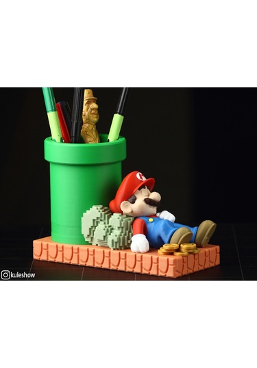Mario Temalı 3d Baskı Kalemlik Demonte Gönderim
