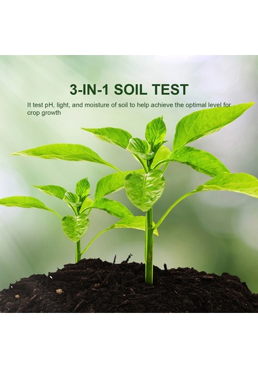Jeemson Kuru Yeşil Toprak Test Cihazı - Nem, Işık Ve Ph Değerlerini Ölçen Üçlü Profesyonel Aleti Pil Gerektirmez