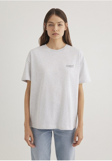 Mavi - Mavi Logo Baskılı Gri Tişört 1611309-85438 Gri