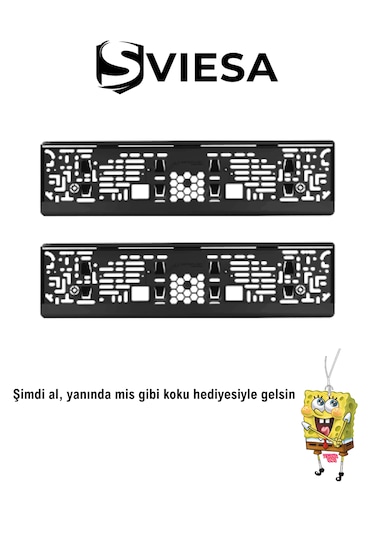 Plaka Parlak Siyah Plakalık Araba Plaka Çerçevesi 2 Adet Siyah
