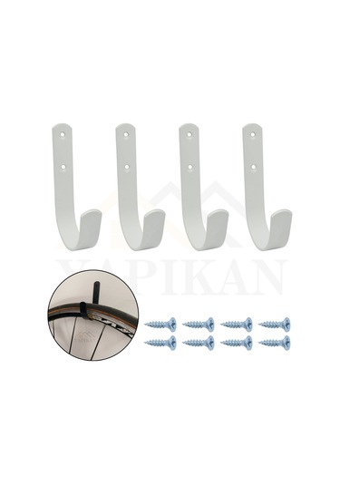 Beyaz Çelik Duvar Askısı Büyük Boy - Bisiklet Askı Aparatı - Banyo Havlu Bornoz Askısı