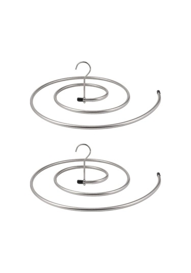 Qu/2 Adet Çamaşır Kurutma Askısı Paslanmaz Çelik Çamaşır Tutucu Battaniye, Çarşaf, Perde İçin Spiral Askı Gümüş Diğer