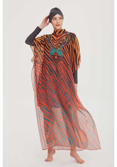 Remsa Tesettür Mayo Üzerine Tasarım Tek Kaftan Pareo 430-305 Kenya