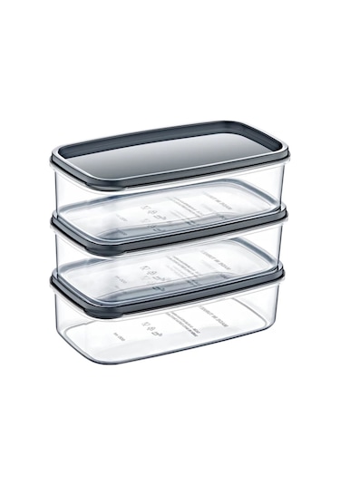 Buffer® 3'Lü Dikdörtgen Şeffaf Kilitli Erzak Saklama Kabı Çok Renkli