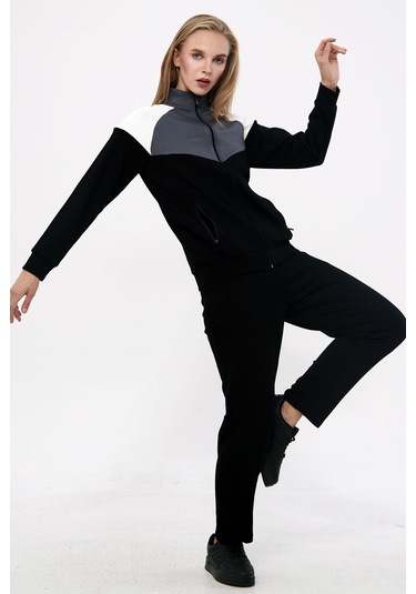 Trendhill Kadın Siyah Modal Scuba Eşofman Takım Edy5543s Siyah