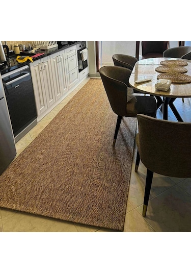 Düz Kahve Toprak Kılçık Desenli Halı - L665kabo