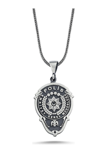 Türk Polis Egm Rozet 60 Cm 925 Gümüş Kolye (520297967)