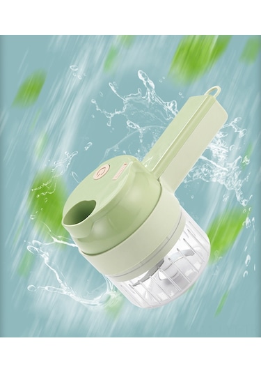 Youtek Kablosuz Elektrikli Biber Dilimleyici Sarımsak Ezici, 800mah Pil, El Tutan Mutfak Aleti, Çabuk Sebze İşleme, Saf Alüminyum Bıçaklar Yeşil