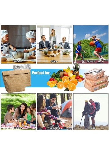 Cbtx Su Geçirmez Mumlu Kanvas Yalıtımlı Çanta Alüminyum Folyo Yeniden Kullanılabilir Öğle Yemeği Termal Çanta Kahverengi