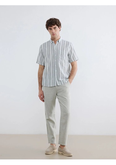 Lc Waikiki Yeşil Regular Fit Keten Karışımlı Erkek Chino Pantolon
