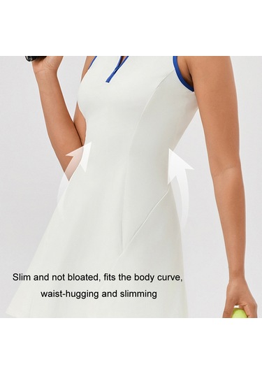 Sones Yakalı Tek Parça Tenis Etek Hızlı Kuruyan Nefes Alabilen Bel Spor Elbisesi Kahverengi