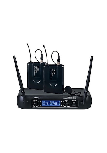 Denox Mdr-220 Çift Yaka Kablosuz Telsiz Mikrofon Seti