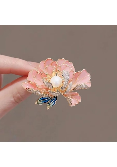 Kadınlar Için Romantik Çiçek Broş Erkekler Moda Gül Şakayık Zambak Iris Bitki Pin Pink Rose Pembe Çok Renkli