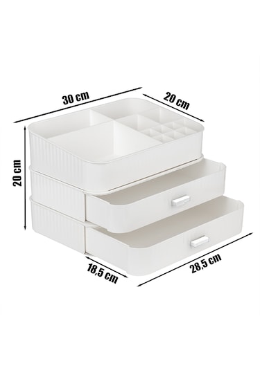 Porsima 0620 3 Katlı Beyaz Makyaj Organizeri Saklama Kutusu