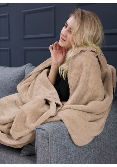 Deluxe Wellsoft Tv Battaniyesi Bej Tek Kişilik Battaniye 150x200 Cm