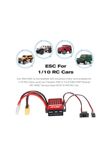 Mufunye 1:10 Rc Araçlar İçin 60a Fırçalı Esc: Yüksek Performans, Fren Ve Isı Dağılımı