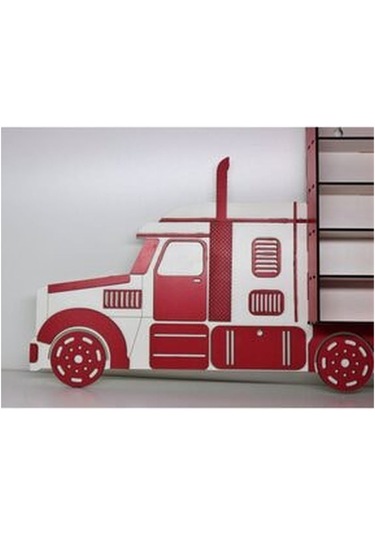 Belinayçocukdünyası Ahşap Tır Model Oyuncak Araba Rafı 30-Kırmızı
