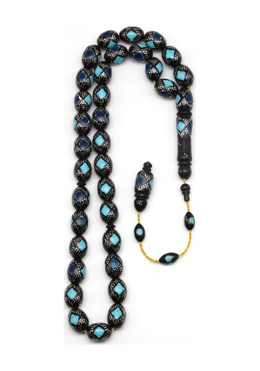 Gümüş İşlemeli Kuka Tesbih 9 X 13 Mm Beyzi Kesim